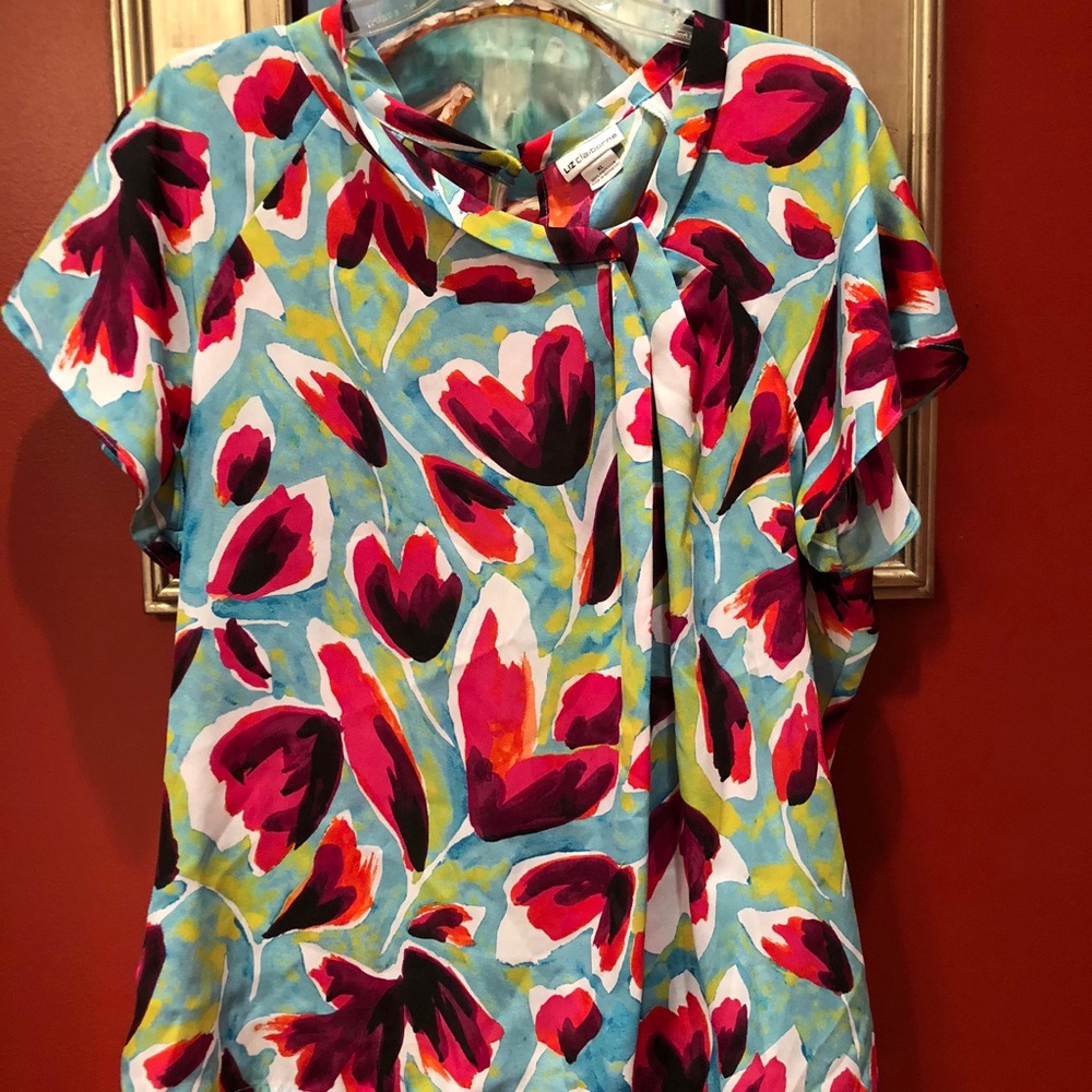 Colorful Top w/ Side Neck Detail